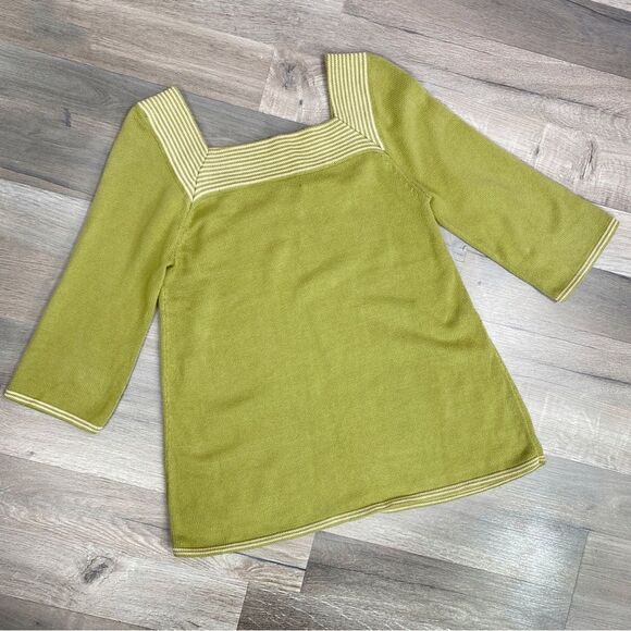 Banana Republic Factory Striped Square Neck Sweater Olive Green Small - Picture 11 of 11